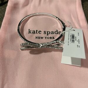 kate spade silver-tone crystal bow bangle bracelet